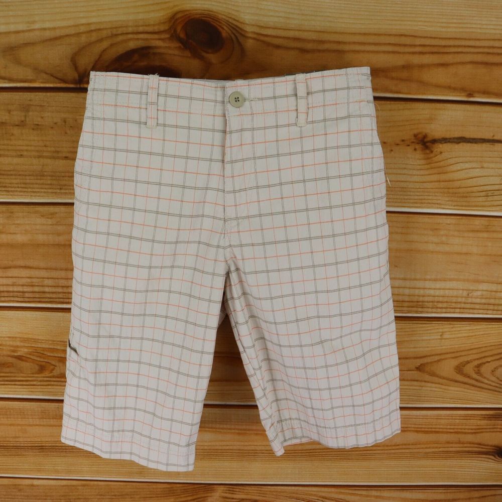 Old Navy Shorts Mens 30 Beige Checks Cotton Blend Chinos Pockets Flat Front NWT